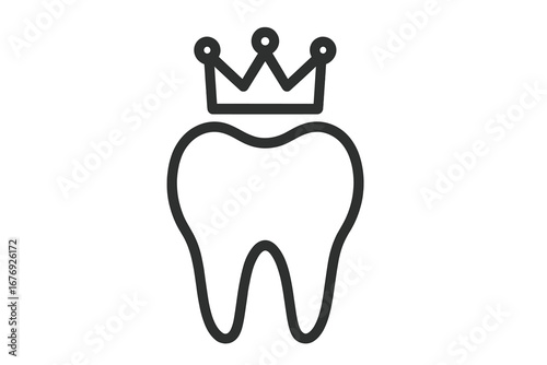 Dental crown line icon. Tooth with a crown logo for dentistry clinic. Stomatology concept. Oral health care, hygiene. Tooth restoration, treatment, implant, protection vector.