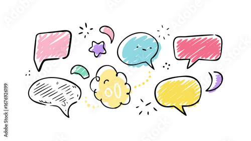 Colorful Hand Drawn Speech Bubbles communication dialogue