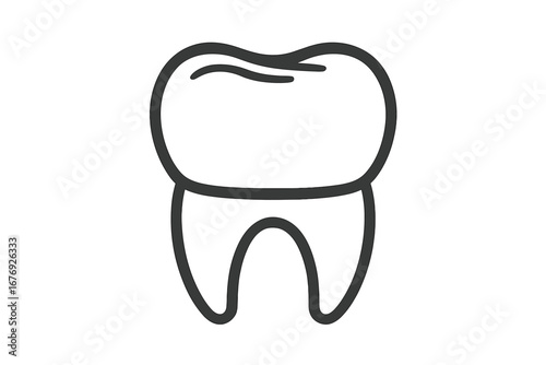 Tooth line icon. Dental crown or implant symbol. Dentistry, stomatology concept. Oral hygiene and health care. Vector outline illustration for logo, web, apps, pictogram.