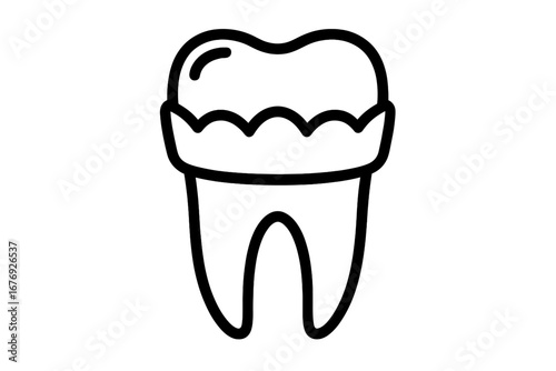 Dental crown outline icon. Tooth restoration, stomatology concept. Oral care, hygiene. Tooth implant, prosthetics pictogram. Dentistry vector symbol for web, apps, logo.