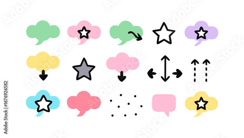Colorful speech bubbles and stars communication dialogue