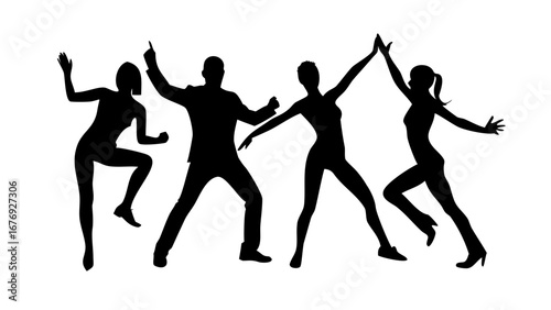 Dancing figures celebrating silhouette people