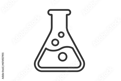 Laboratory flask outline icon for science education, chemistry experiment symbol, scientific research, laboratory equipment, linear beaker vector graphic for web, app, advertisement, card design