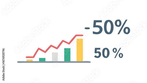 Growth chart with percentage indicators graph increase