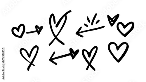 Hand drawn arrow collection with directional pointers