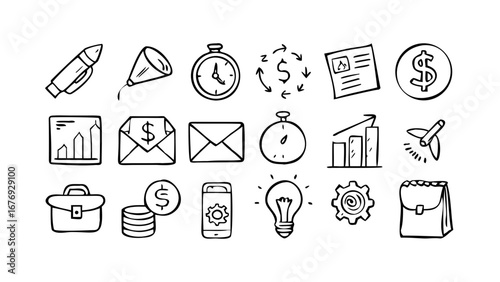 Hand Drawn Business Icons doodle finance