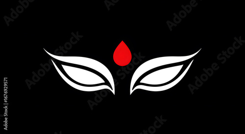 Minimalist icon of a goddess eye with a red bindi a concept for navaratri durga puja festival religion tradition and spiritual art