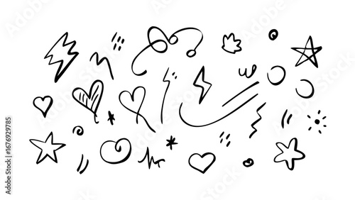 Hand Drawn Doodle Heart with Arrow love romance