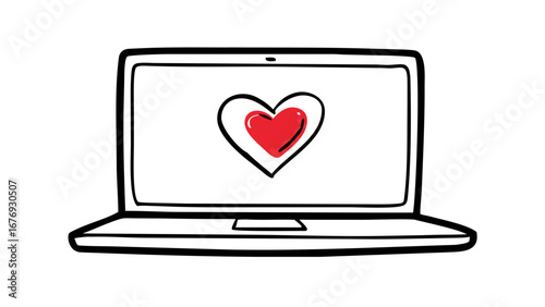Hand Drawn Red Heart love romance