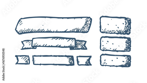 Hand drawn retro shapes with grain banners boxes
