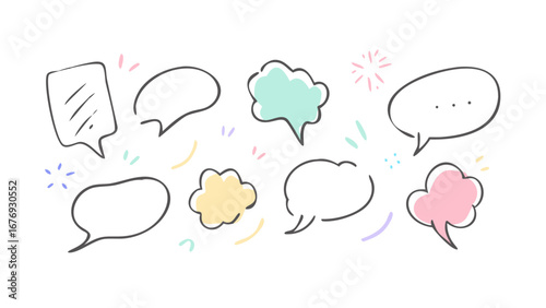 Hand Drawn Speech Bubbles And Shapes conversation communication