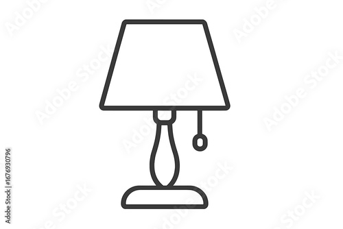 Table lamp linear icon for graphic design, web apps, advertising, home decor, interior elements, outline illustration, minimalist vector, lighting concept, editable stroke, isolated symbol