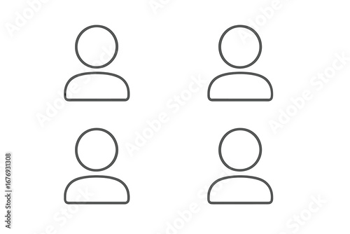 Minimalistic Thin Outline User Avatar Icon. Modern Vector Cartoon Illustration. Web Design, App Interface, Social Media, Banner, Card Template. Transparent Background Graphic Resource