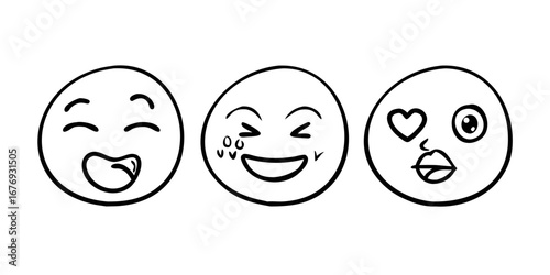 Happy laughing crying winking emoji faces vector