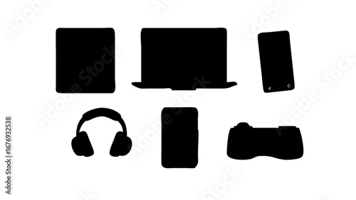 Minimalist black silhouette of a dog animal