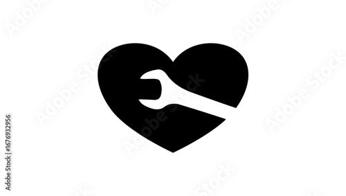 Heart Repair symbol, black isolated silhouette
