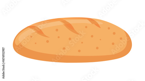 Oval bread loaf with scoring baked crust