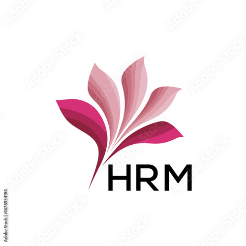 HRM Modern Pink Floral Logo Design on White Background, HRM Later Logo, Creative Nature-Inspired Logo Concept Isolated on White, 
