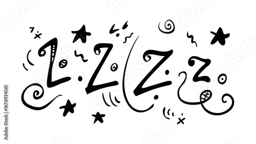 Sleepy Zzz with Stars and Swirls dreaming night