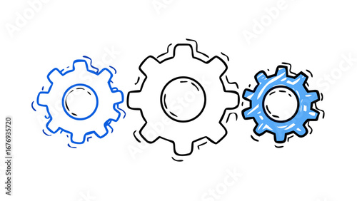 Two blue gears cogwheel mechanism