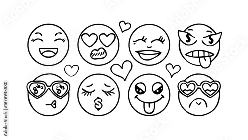 Whimsical Doodle Faces emoji cute