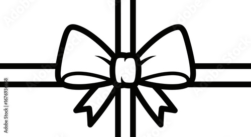 Simple gift wrapping ribbon bow decoration for presents and packages tied beautifully with a festive design