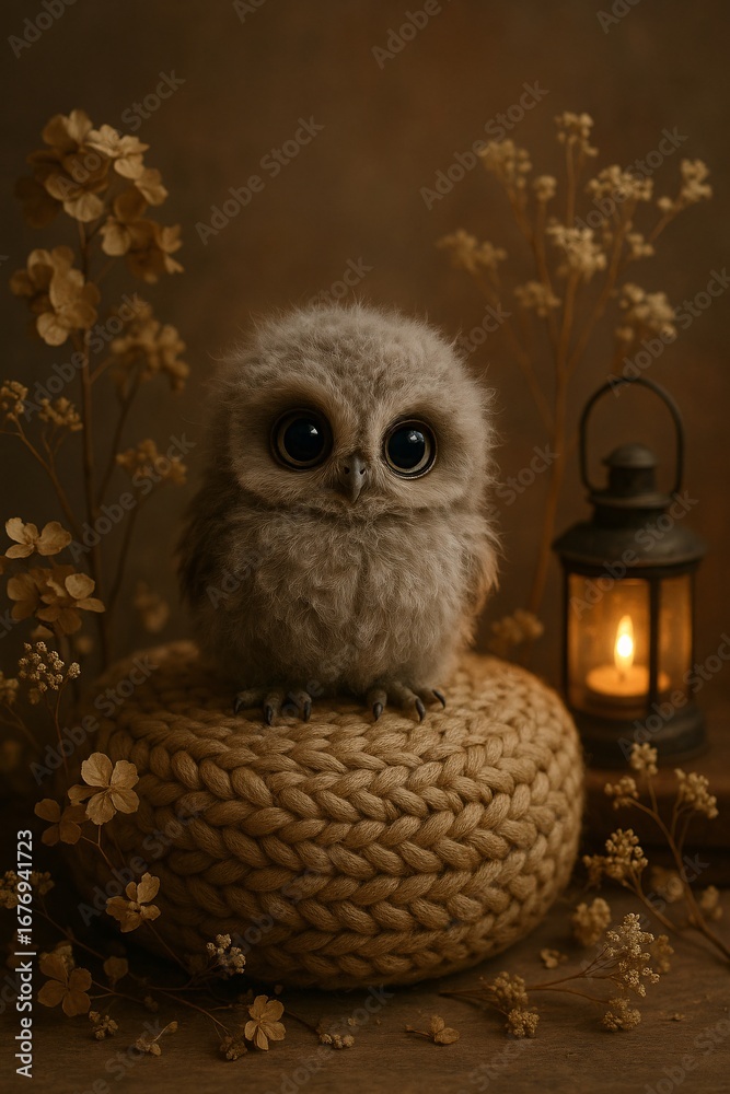Obraz premium Fluffy Owl Serenity