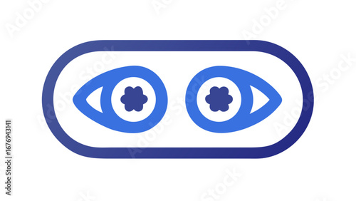 Blue eye with flower pupil eye icon symbol