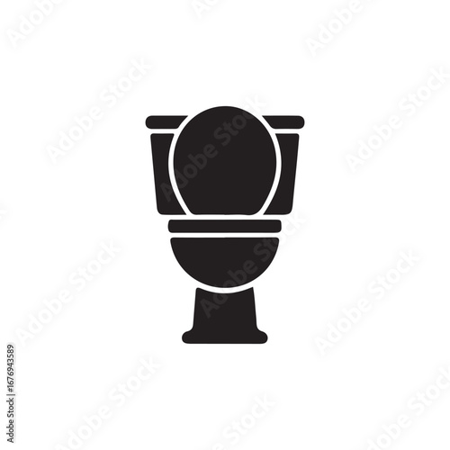 Simple Black Silhouette of a Toilet.A solid black silhouette of a toilet, suitable for use in bathroom design, interior design, or general hygiene related projects.