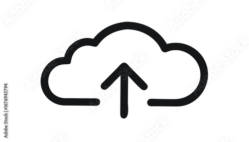 Cloud upload symbol with upward arrow data