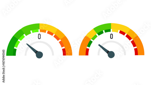 Colorful gauge meters with pointers dial indicator