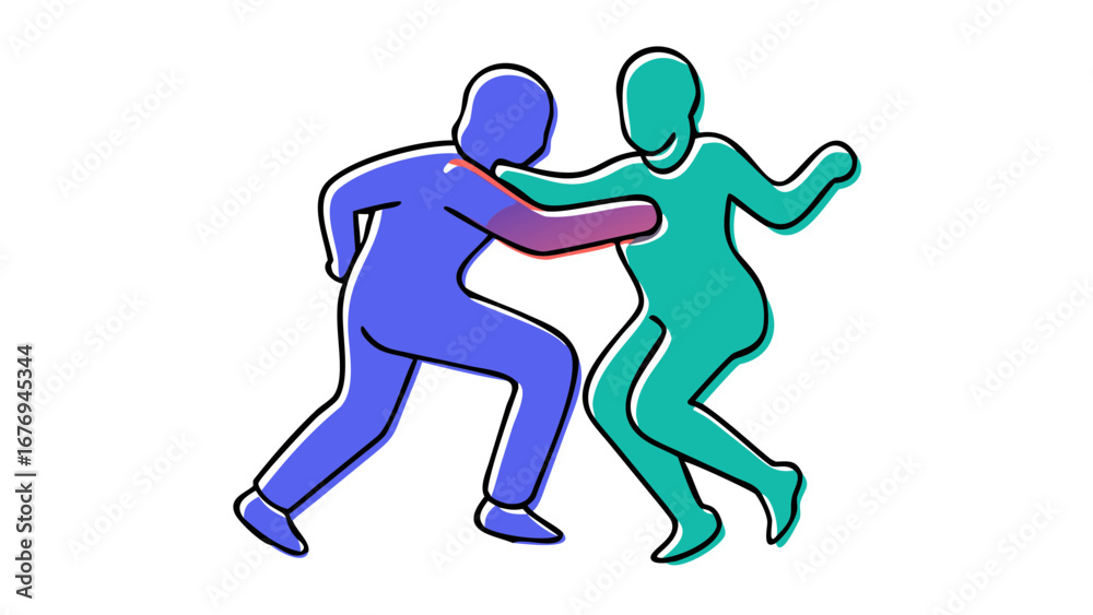 Naklejka premium Couple dancing with purple and teal figures vector