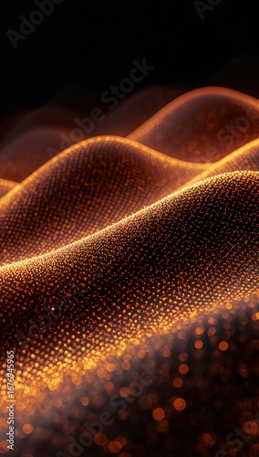 Golden neon wave particles representing futuristic sound engineering powered by artificial intelligence driven innovations