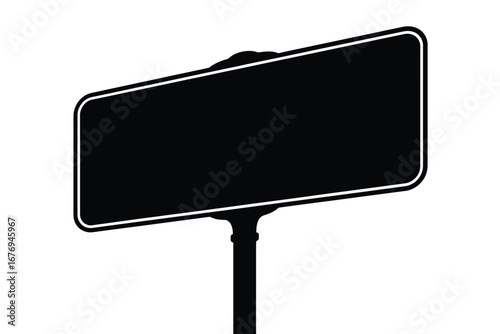 Blank black street sign on a pole