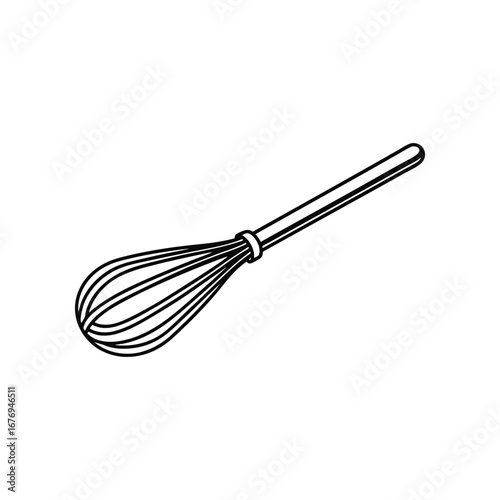 Whisk: A simple, high-angle view of a wire whisk, capturing the essence of culinary tools.
