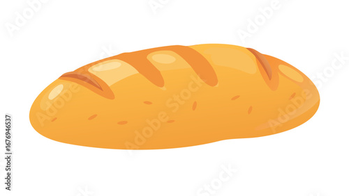 Golden brown loaf of bread with scoring bakery baked goods