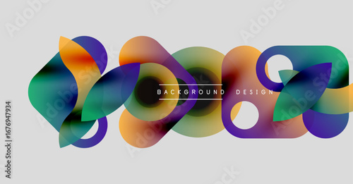 Abstract fluid shapes, vibrant colors blend. Modern design element, smooth gradients create dynamic composition. Background suggests movement.