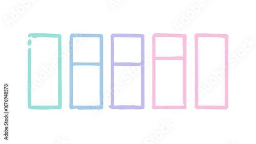 Pastel colored sketchy rectangles on a white background light blue light purple
