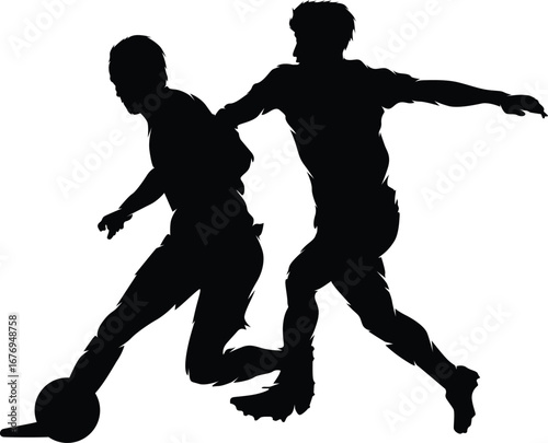 Soccer Players Silhouette in Action – Football Vector Illustration