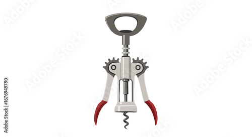 Elegant Winged Corkscrew Illustration on White Backdrop Depicting Sophisticated Barware and Wine Accessories for Connoisseurs