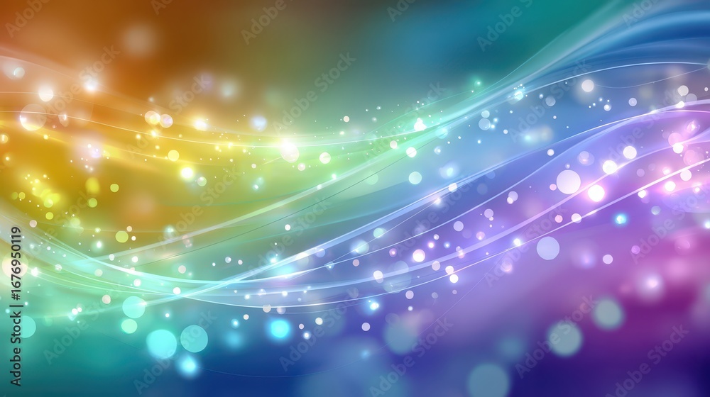 Fototapeta premium Vibrant abstract background with a mesmerizing display of colorful bokeh lights creating a dynamic and energetic visual spectacle full of radiant and glowing particles