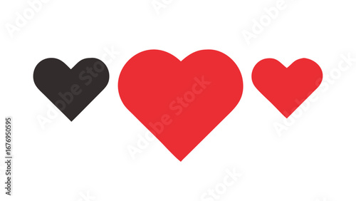 Three hearts red and gray love symbol