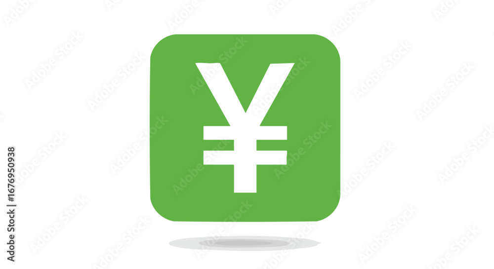 Fototapeta premium Stylized yen icon on a rounded square in refreshing green suitable for monetary or financial concepts and global economy representation