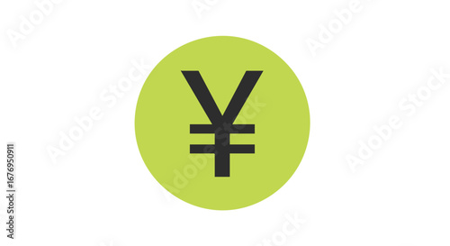 Conceptual depiction featuring a minimalist japanese yen symbol on a lime green circle emblem 79 characters