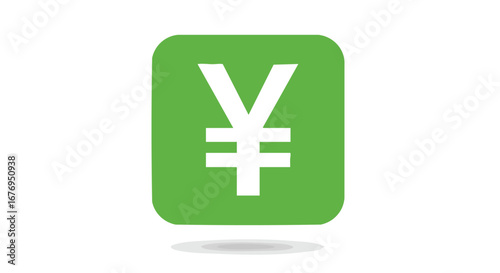 Stylized yen icon on a rounded square in refreshing green suitable for monetary or financial concepts and global economy representation