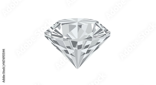 Symmetrical diamond illustration capturing light and precision with a geometric pattern on a white canvas displaying multifaceted brilliance