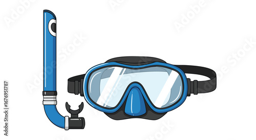 Underwater Exploration Gear: Illustration of a Snorkel and Mask for Aquatic Adventures 150 characters