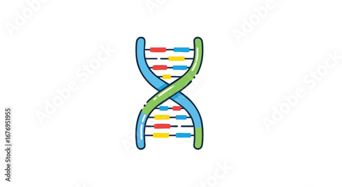 A Colorful DNA Double Helix Depiction: A Symbolic Representation of Genetic Information and Biological Foundation