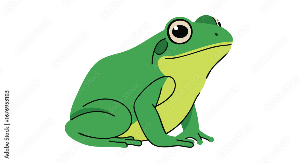 Fototapeta premium Green amphibian illustration on a plain background providing versatility, perfect for illustrating ecological themes or children's educational