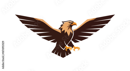 Stylized majestic eagle emblem with dynamic wings, representing freedom and power with graphic simplicity and clean design elements